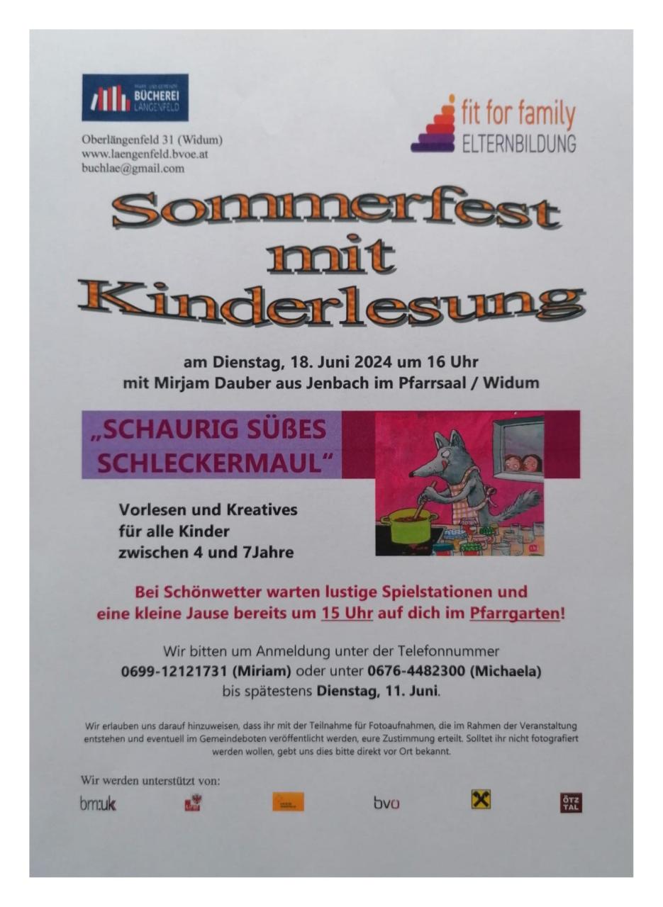 Sommerfest mit Kinderlesung